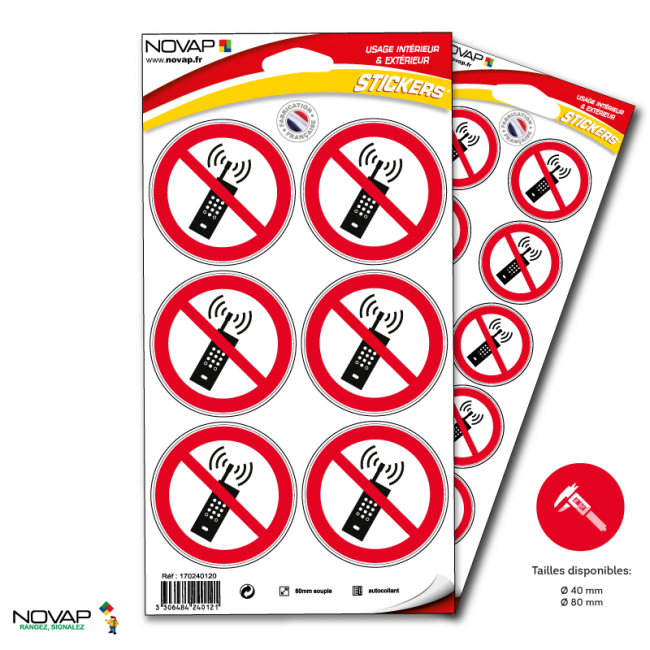 Planches de 10 panneaux adhésifs ronds diamètre 40 mm interdictions - PADRPN-NV01/IMOB_0