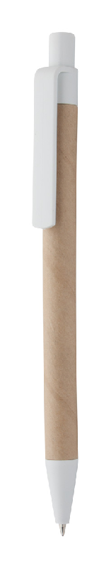 Stylo à bille en plastique et carton recyclé - Encre bleue - Couleur beige - 6g_0