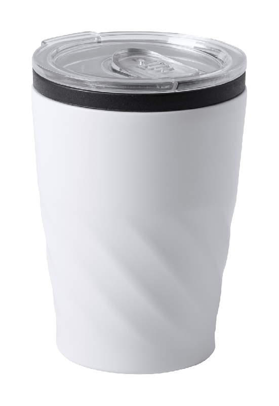 Mug thermos en acier inoxydable - 350 ml - Blanc - Gobelet publicitaire_0