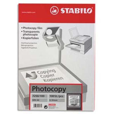 TRANSPARENTS STABILO 7250 ANTISTATIQUES - POUR PHOTOCOPIEUR - BOITE DE 100