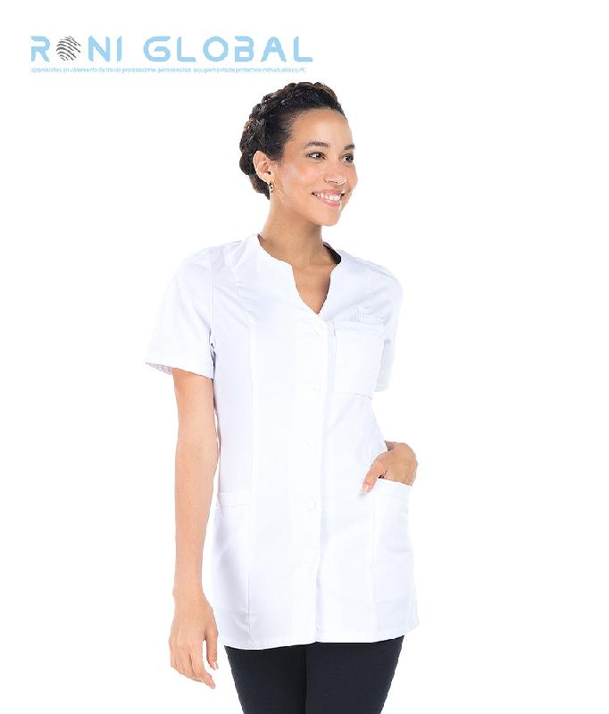 Tunique de travail femme - manches courtes en coton et polyester - 3 poches - ELENA REMI CONFECTION - Ref R-6116_0
