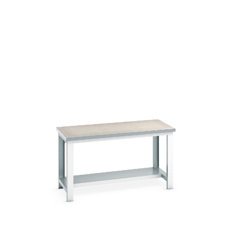 Établi avec ossature Cubio Lino - demi tablette - 1500x750x840 mm - RAL 7035_0