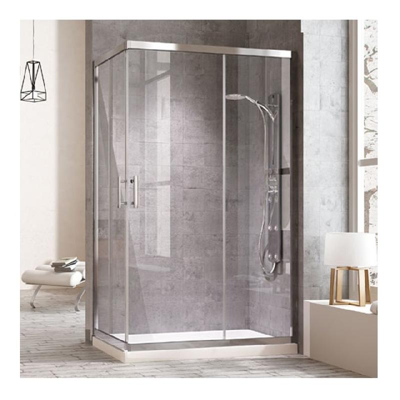 Cabine De Douche Angulaire IDRALITE 90x160 Cm - Portes Coulissantes Transparentes - Neuf
