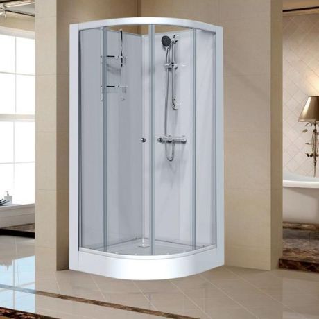 CABINE DOUCHE INTÉGRALE 1/4 DE ROND PORTE COULISSANTE 90X90CM IZI BOX L11IZ30239