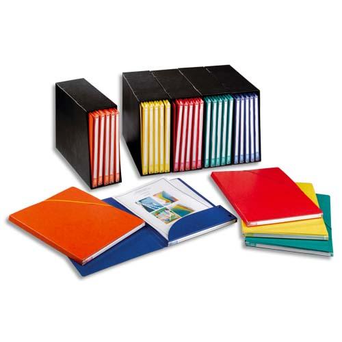 CONTENEUR EUROFOLIO ALPINA EN CARTE GRAINÉE RIGIDE NOIRE + 5 CHEMISES DOS 1,5CM ASSORTIS - LOT DE 5