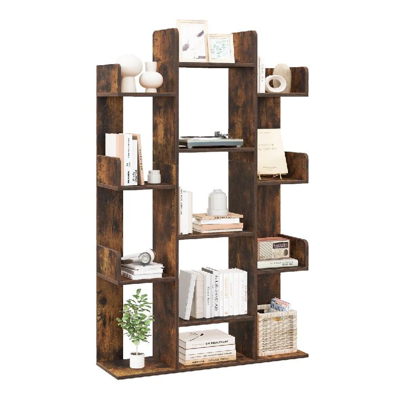 COSTWAY Étagère arbre, 13 compartiments, vintage marron 86x24,5x141 cm - marron Bois manufacturé ON32790OR_0