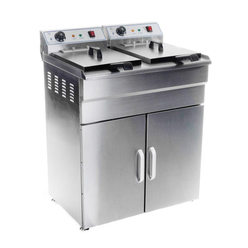 FRITEUSE HAUTE ACIER INOX 2 BAC 16 LITRES CUVE AMOVIBLE AVEC MINUTERIE PROFESSIONNELLE 3614031_0