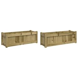 Helloshop26 - Jardinière bac lit surélevé plantes fleurs jardin terrasses lot de 2 bois de pin imprégné marron 02_0039025 - 3000217992492_0
