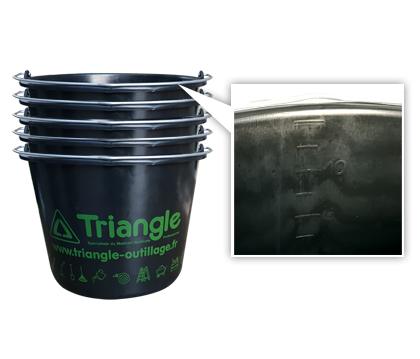 Lot de 5 seaux noirs Triangle - 12L - PP recyclé - multi-usages - gradués_0