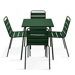 Oviala Business Ensemble table de jardin et 4 chaises en métal Vert forêt - vert acier 114642_0