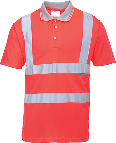 Polo haute visibilité rouge S477 - manches courtes - respirant et certifié CE - taille L_0