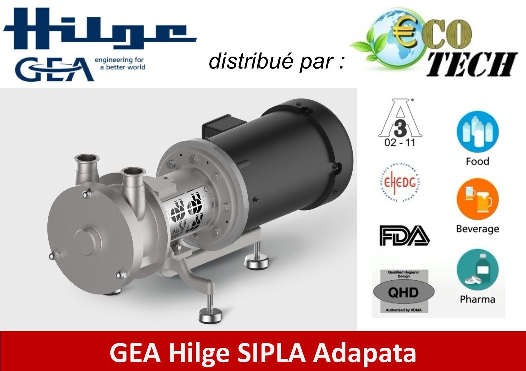 Pompe centrifuge GEA Hilge SIPLA - amorçage automatique, canal latéral et construction robuste en acier inoxydable_0