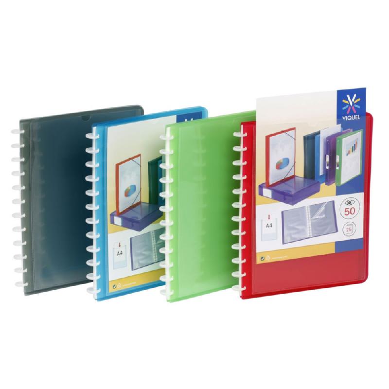 PROTEGE-DOCUMENTS PERSONNALISABLE VIQUEL GEODE - 25 POCHETTES - COUVERTURE POLYPROPYLENE - COLORIS ASSORTIS