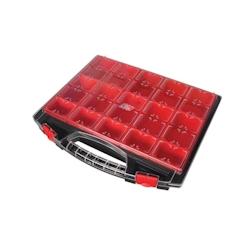 Tayg Boite de rangement, 13 compartiments amovibles, couvercle transparent, empilable, 430 x 370 x 85 mm, noir/rouge - TG4308013_0