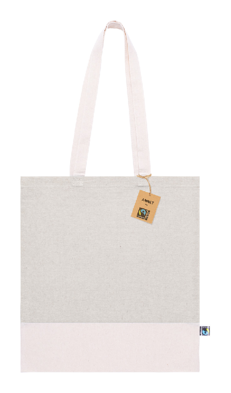 Tote bag équitable - bicolore en coton 100% équitable - 140 g/m² avec anses longues_0