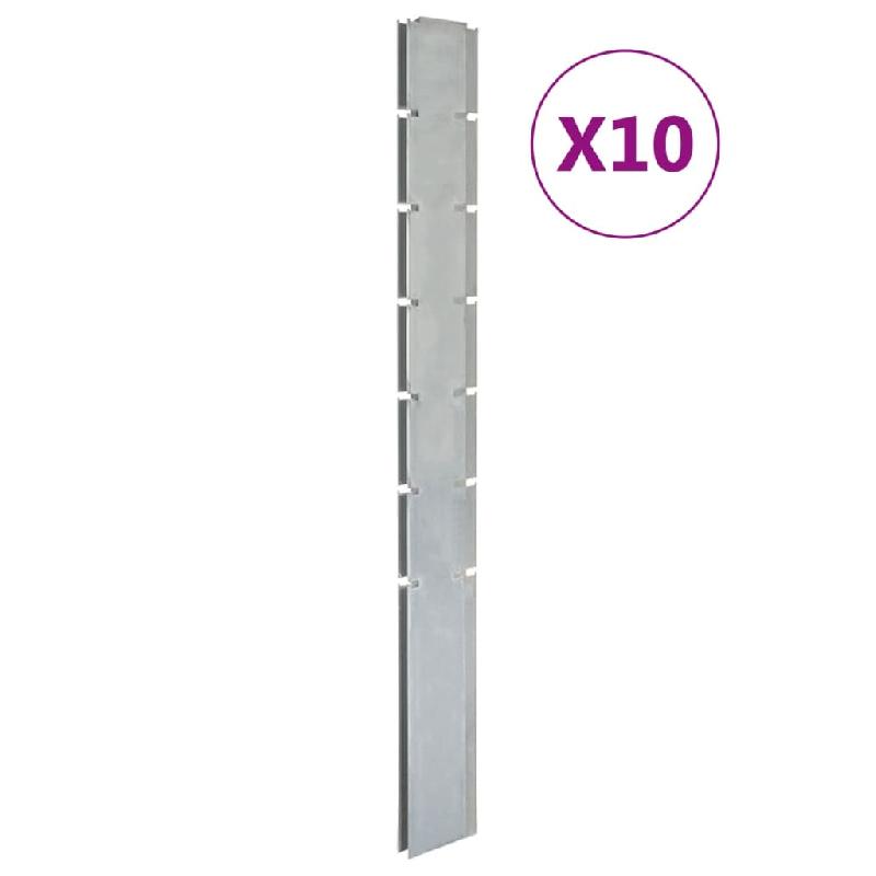 Vidaxl poteaux de clôture 10 pcs argenté 180 cm acier galvanisé 3196176_0