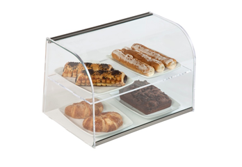 Vitrine neutre avec porte - dimensions 430x325x310 mm - méthacrylate et verre courbé_0