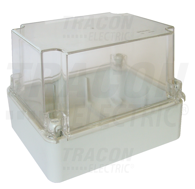 Boîtier de dérivation en plastique 310×230×180mm - gris clair - couvercle transparent - IP55_0