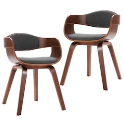 Décoshop26 - Set de 2 chaises de salle à manger bureau en bois courbé et tissu gris DEC025492 - gris 3000255279005_0