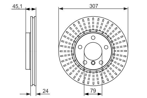 Disque de frein Bosch 0986479726 - ventilé - boîte de 2 disques - côté avant - 5 trous_0
