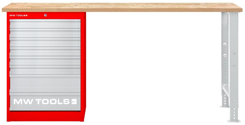 Établi modulaire Rubberwood avec armoire à tiroir 8T 2000 mm MW Tools MOD20LP8R_0