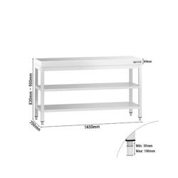 GGM Gastro Tables Inox de Travail Centrales Premium avec 2 étagères - Profondeur 700 mm - ATK147ZB - 4063326275923_0