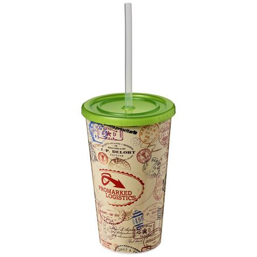 Gobelet à double paroi Brite-Americano® 350 ml - isotherme avec design coloré et paille flexible_0