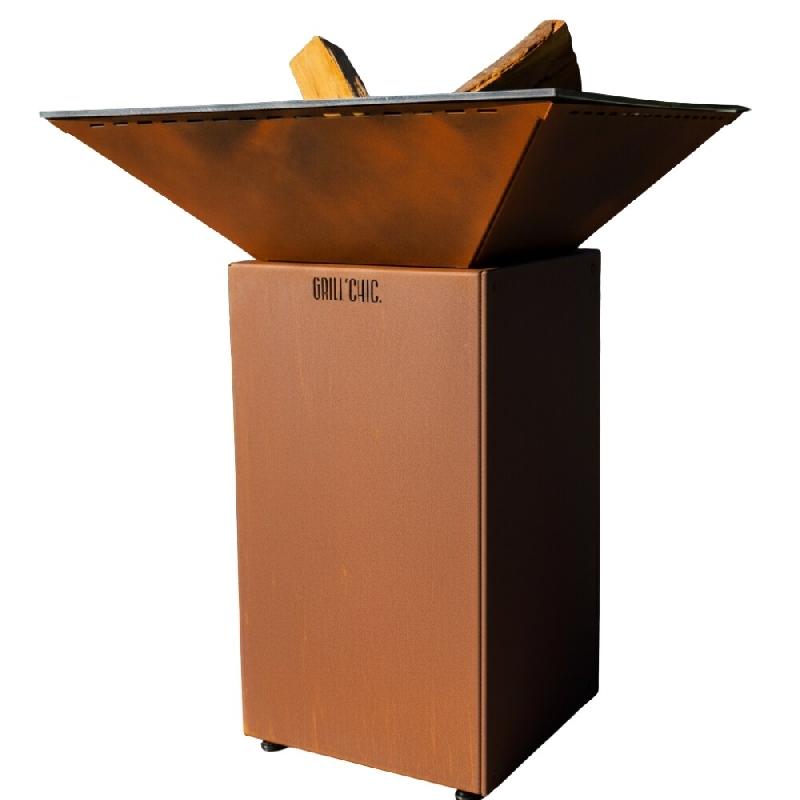GRILLCHIC brasero cevenol acier normal carre 74 imitation corten double cuve - BRACDCCE_NORMAL_IMIT_CORTEN_0