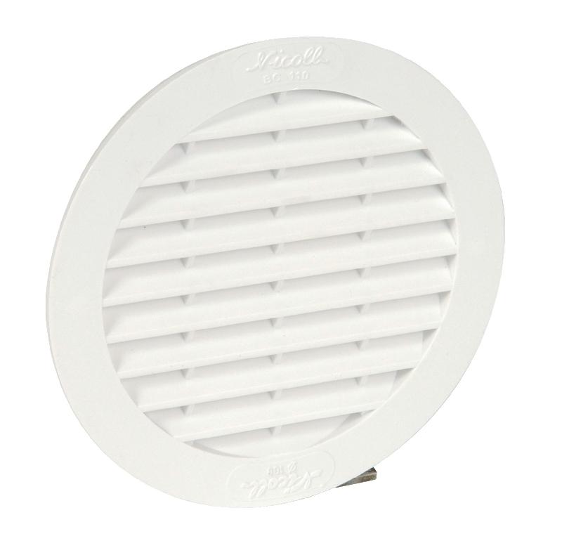 Grille de ventilation en applique 32 cm² ronde pour tuyaux fibre ciment d 100 blanc - NICOLL - 1bc110 - 408816_0