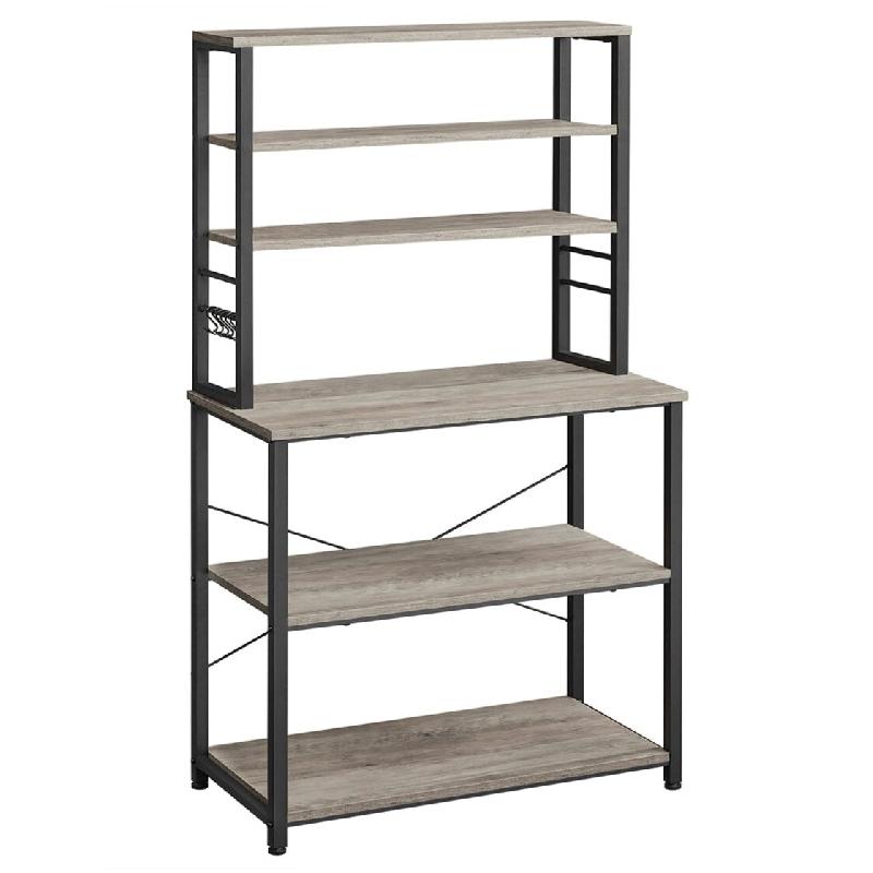 Helloshop26 - Étagère de cuisine avec étagères de rangement 6 crochets cadre en métal pour ustensiles four à micro-ondes style 12_0005650 - mét_0