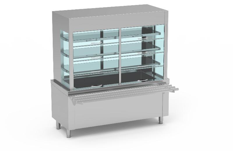 Meuble avec vitrine et cuve froide fermeture clapets sans réserve 4gn1/1-200 - 1600x700x1725 - SIVCN-160_0