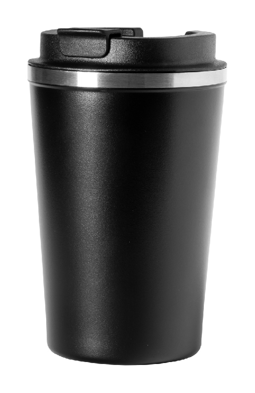 Mug thermos - isotherme double paroi en acier inoxydable - 350 ml - couleur noire_0