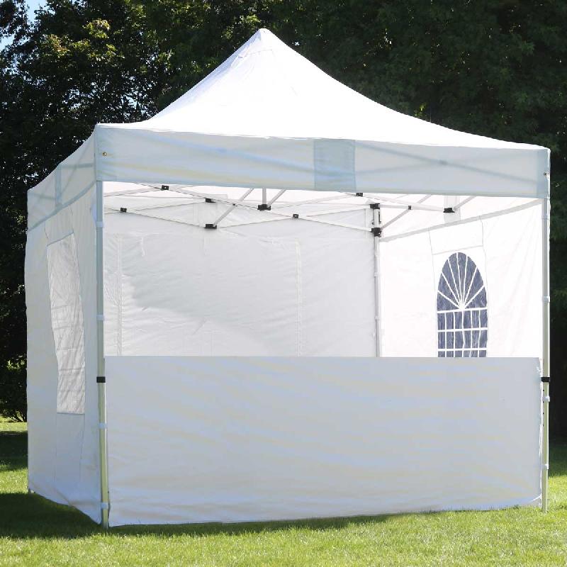 Pack tente pliante de marché 3x3m - aluminium 40mm, bâche 300g/m², murs et accessoires inclus_0