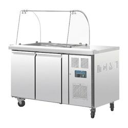 Polar Comptoir inox réfrigéré de préparation 282 Litres , 2 portes GN 1/1 avec pare-haleine, 300 W, 220 V - MONO - 5050984523847_0