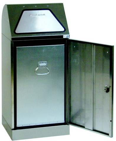 Poubelle de tri inox - ouverture manuelle - récipient zingué - 45 à 120 litres - auto-extinguible et non-feu_0
