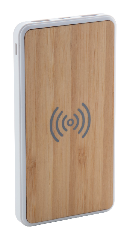 Power bank en bambou - 8000 mAh - 2 ports USB et chargeur USB-C - Couleur naturelle_0