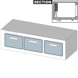 Réserve comptoir vitrine  réfrigération statique  3 gros tiroirs  avec groupe   rs316_0