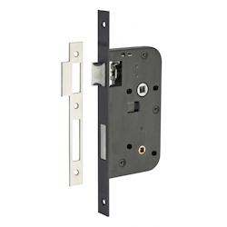 Serrure encastrable à condamnation pour porte de salle de bain et toilettes, axe 50mm, bouts carrés, noir - THIRARD - noir 3150260002010_0