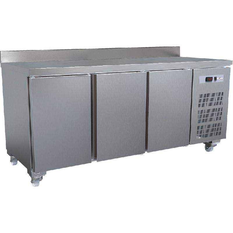 Table frigorifique ventilé 3 portes gn 1/1 405 l sur roues avec dosseret - WR-MGN3-V/R2-BA_0