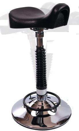 Tabouret Veni - Selle ergonomique en polyuréthane - Hauteur réglable 62 à 80 cm - Repose-pieds circulaire - Piétement en acier chromé_0