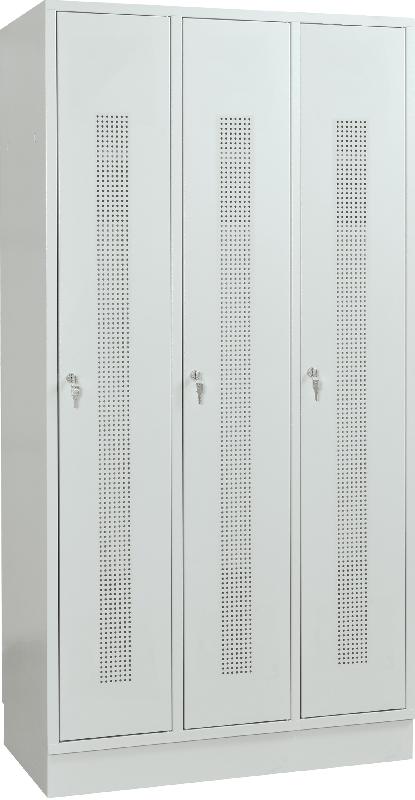 Vestiaire métallique 3 portes grises perforées MW Tools KL30G_0