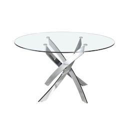 AC ANGEL CERDA Angel Cerdá Table à manger ronde verre trempé et acier chromé 1061C Ø140 x 75 - acier 8435631005100_0
