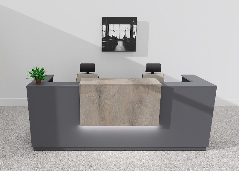 Bureau d'accueil Delta Plus 2 personnes anthracite - Mobel Linea - 204, Oui, Anthracite, Chêne grisé_1