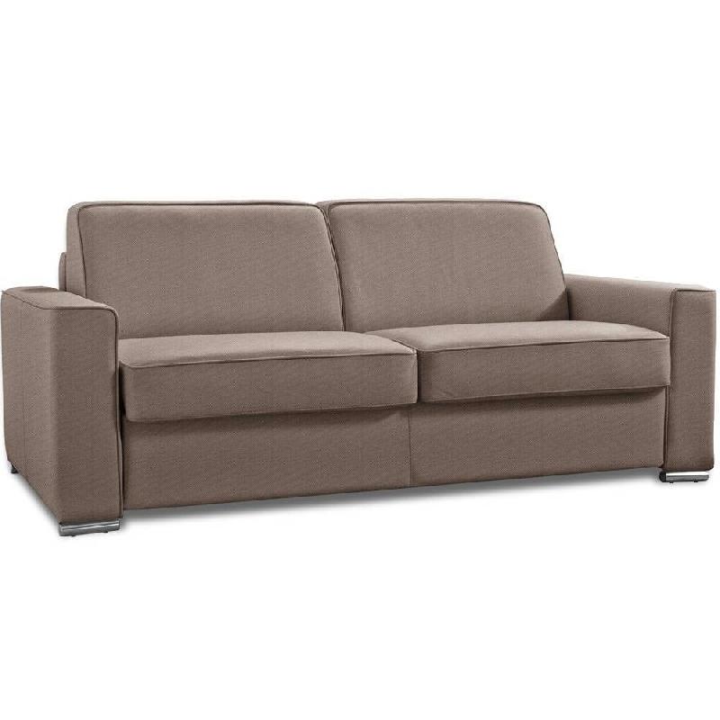 CANAPÉ CONVERTIBLE 2-3 PLACES EXCELLENCE 120 CM SOMMIER LATTES MATELAS MEMORY 18 CM INCLUS TWEED TAUPE SAND_0