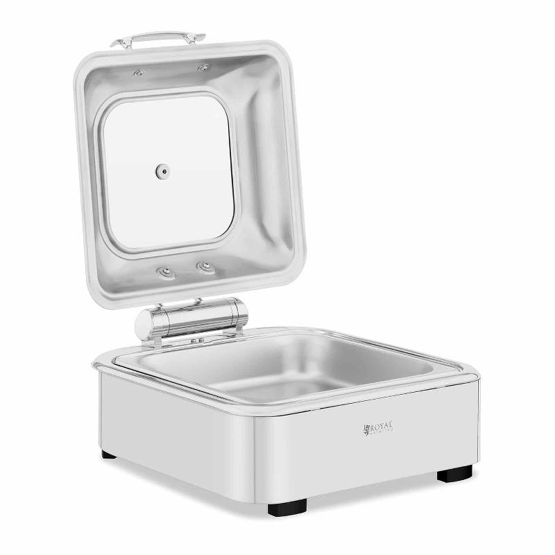 CHAFING DISH GN 2/3 PROFESSIONNEL À FOND PLAT (ACIER INOXYDABLE, VERRE TREMPÉ, 5,3 LITRES, 1 RÉCIPIENT GN 2/3, POIGNÉE COOL TOUCH, HUBLOT) 14_0004234_0