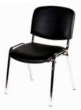 Chaise d'accueil en simili-cuir noir - structure métallique en acier - assise et dossier rembourrés_0