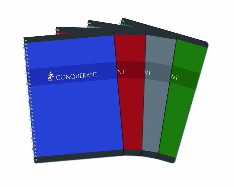 CONQUERANT Lot de 10 Cahier Sept reliure intégrale A4, 100p./50 feuilles 70g/m², quadrillé 5x5, coloris assortis (4) - 3020120075525_0