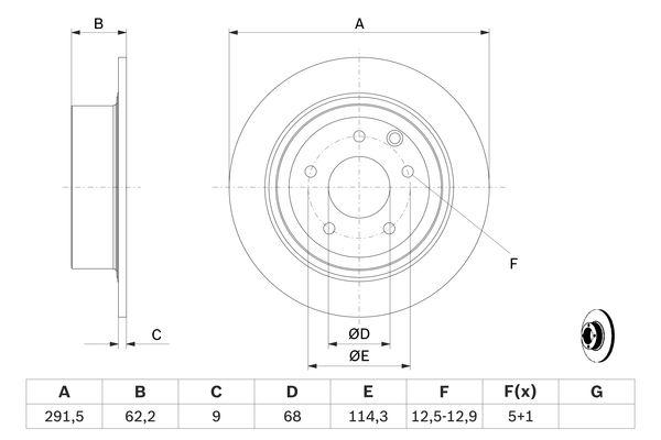 Disque de frein Bosch 0986479362 - boîte de 2 - arrière - disque plein - 5 trous - épaisseur 9 mm_0