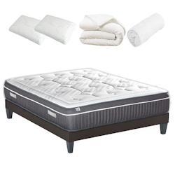 Ensemble   Matelas Mémoire de forme + Sommier + Accessoires 140x200 cm COLOMBE BELLECOUR - blanc Mousse à mémoire de forme 4VP.CLB.K15.K.1420_0