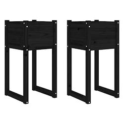 Helloshop26 - Jardinière bac lit surélevé plantes fleurs jardin terrasses lot de 2 40 x 40 x 81 cm bois massif de pin noir 02_0038973 - 3000218035112_0
